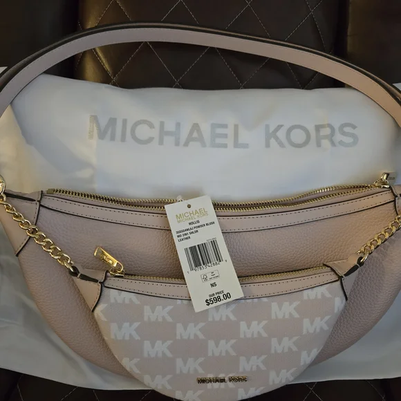 Michael Kors Pink Shoulder Bag with Gold Hardware
